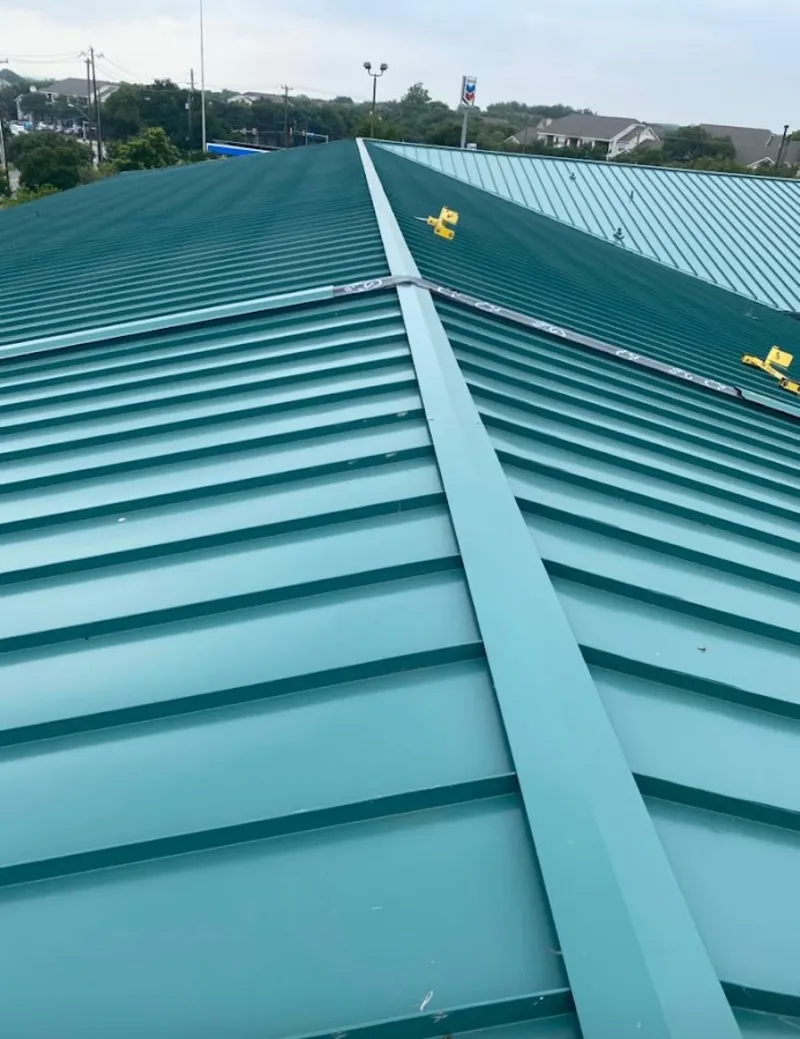 Green commercial metal roof ridge and valley for Metal Roof Repair in South Run